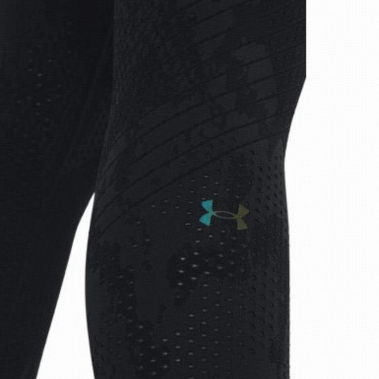 Under Armour Solid Color Logo Print High Waist Tight Fitness Pants Women bottoms Black 1365718-002