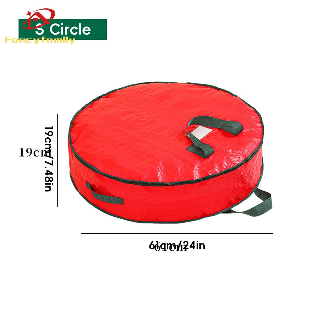 Fancyfamily 1PC Large Capacity Christmas Tree Wreath Storage Bag Round Zipper Dust-Proof Water-Resistant Organizer