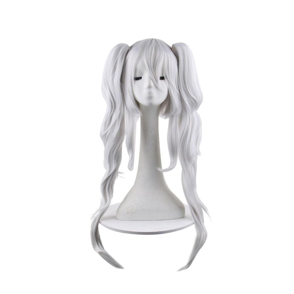Azur Lane Vampire Silver White Cosplay Wig Double Ponytail With Tigers Mouth Clip Anime Costume Hair for Face Reducing Body