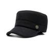 Middle-aged and Elderly Men's Hat Fleece-linedheattech Five-star Woolen Flat-top Hat with Upturned Brim Grandpa Ear Protection Cotton Hat for Men