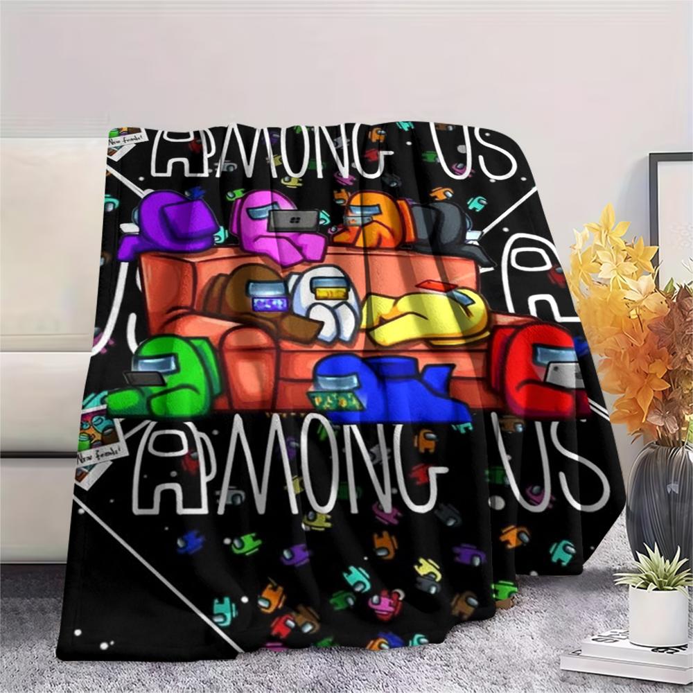 1PC Custom Name Among us Patterned Flannel Blanket Suitable For All Seasons for Home Decor Warmth and Comfort Gifts Holiday Present