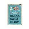 Metal Pool Sign Decorative Wall Plaque Vintage Style Rectangle Design Suitable for Indoor Outdoor Use Durable Material