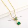 Luxury shiny Zirconia Earrings for women Fashion Five-leaf Flower Earrings Necklace set Classic women's party jewelry Shamrock