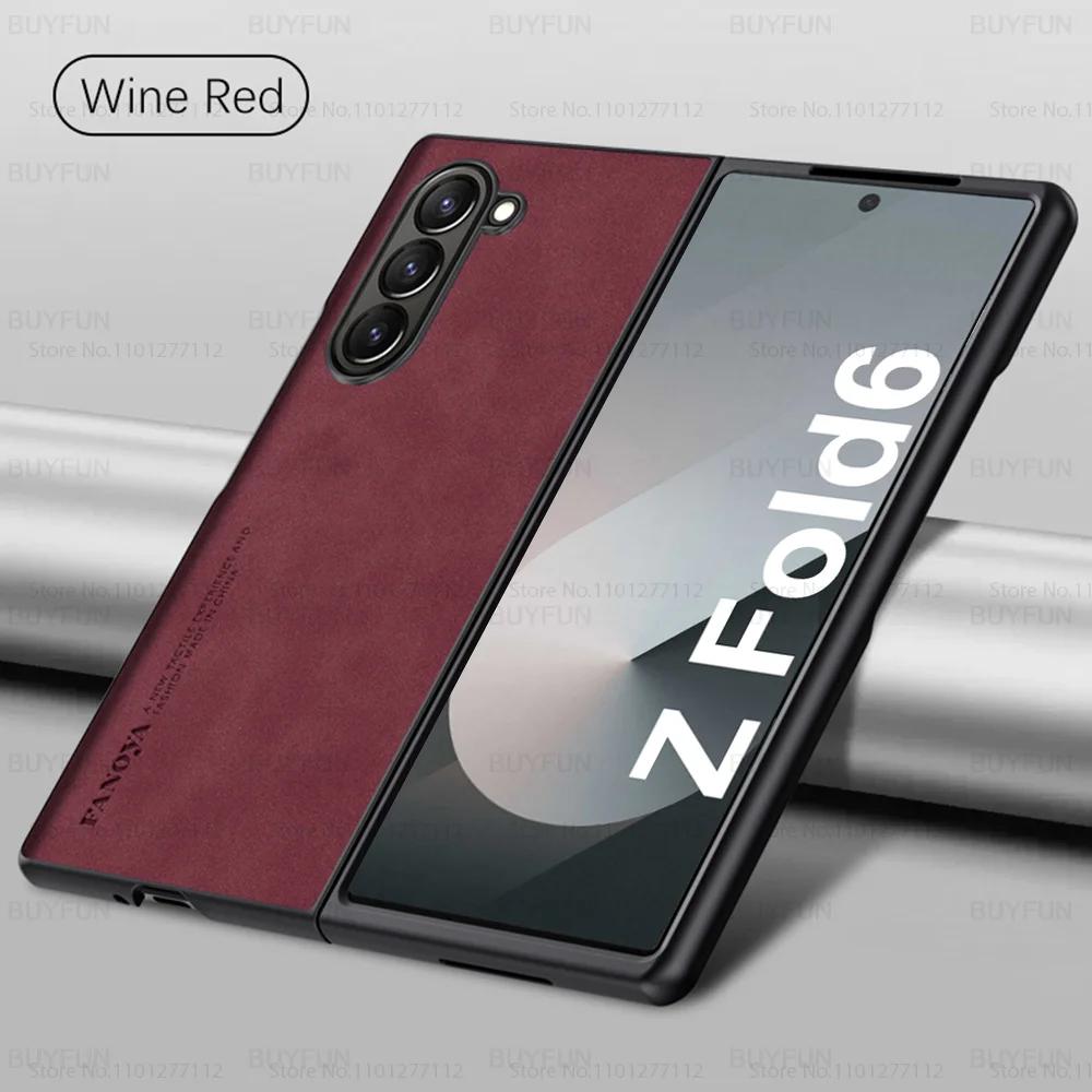 

Sheepskin Leather TPU Camera Protect Case for Samsung Galaxy Z Fold 7 6 5 4 3 Skin Feel Sheepskin Phone Fold Soft Cover For Samsung Z Fold7