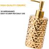Gold Bathroom Countertop Soap Dispensers,Luxury 12 oz Refillable Soap Dispenser Bathroom,Brushed Gold Ceramic Hand Lotion Dispenser Soap Dispenser