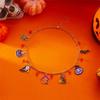 Halloween Enamel Pendant Necklace18K Gold Plated Chain W/ Pumpkin Ghost Bat Charms Adjustable 37cm+5cm Party Costume Jewelry Gif