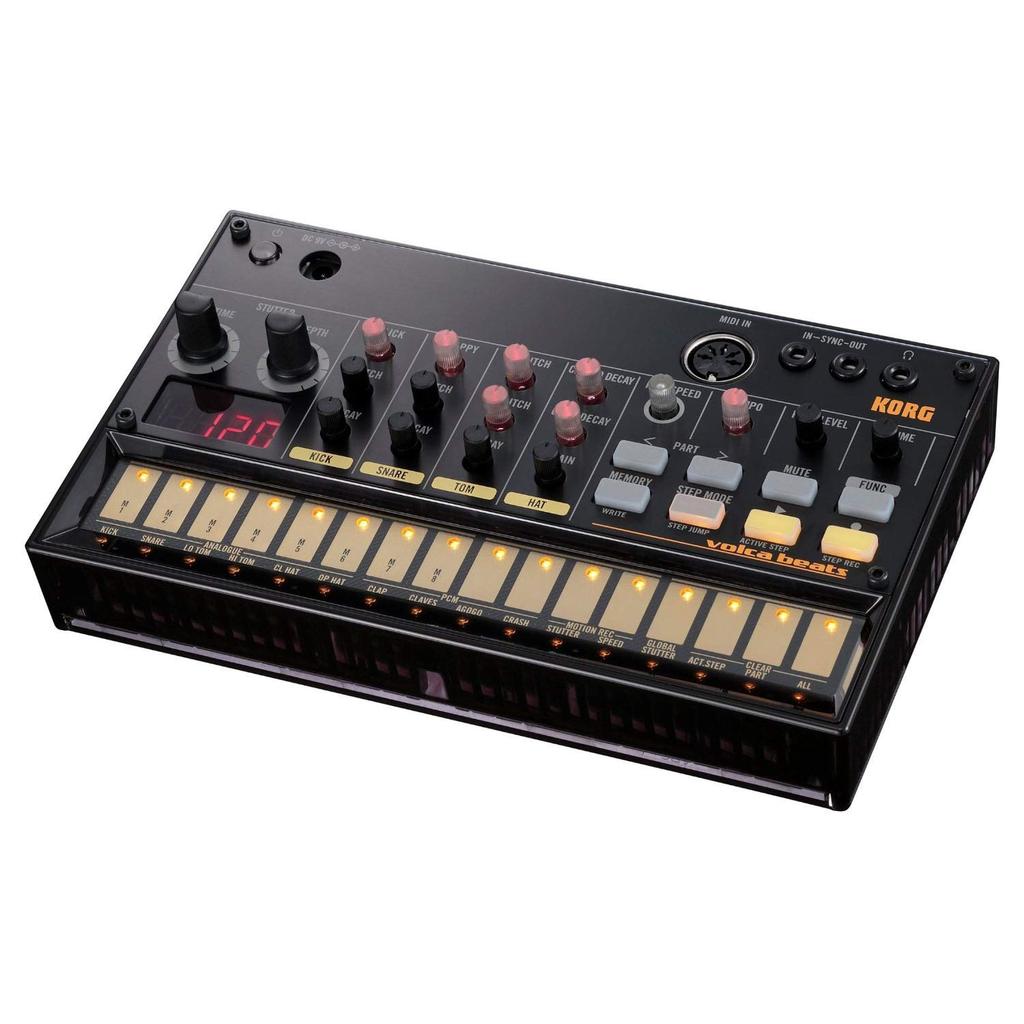 KORG Volca Beats Analog Rhythm Headphone Compact Size for Use Machine 16-step Sequencer, Battery-powered, Built-in Speaker, Compatible, Anywhere.