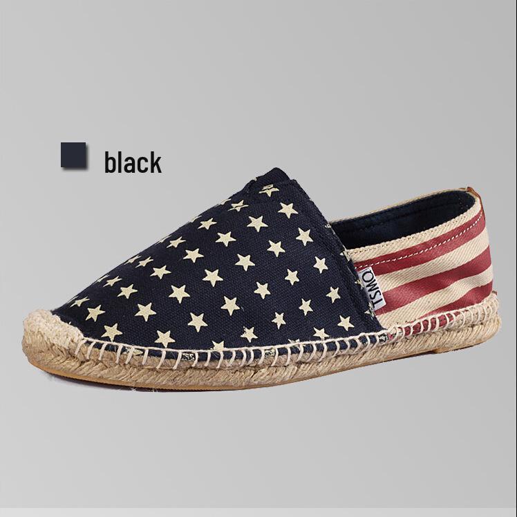 Summer Canvas Slip-On Espadrilles with Linen Sole - Casual Solid Color Hemp Rope Fisherman Shoes