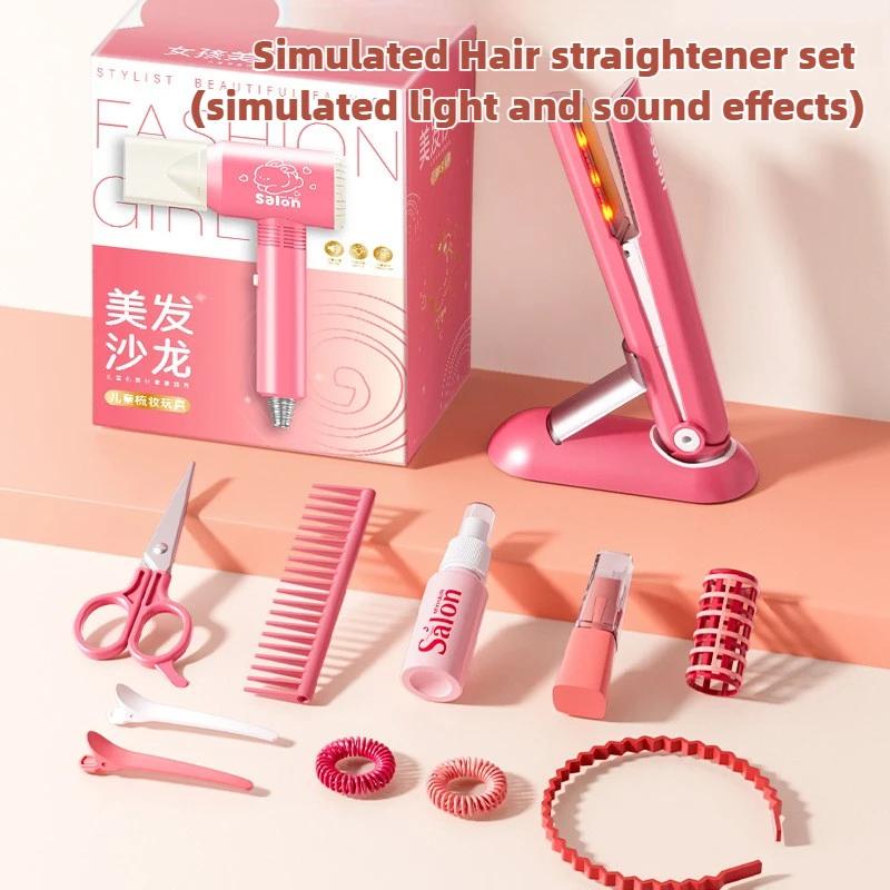 

Simulation Barber Hair Beauty Makeup Set Kids Salon Hairdressing Hair Dryer Styling Tool Girls Pretend Playing House Game Present