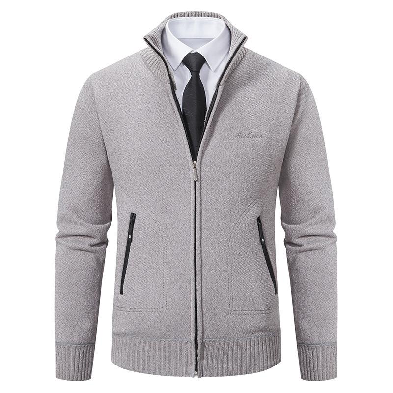 Men Autumn Sweater Jacket Youth Business Casual Zipper Overcoat