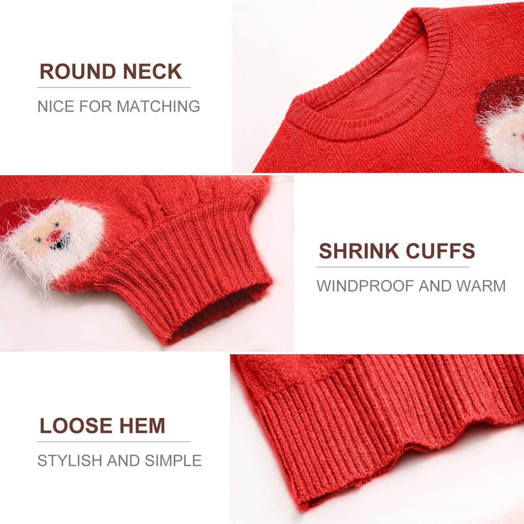 Matching Christmas Sweaters for Women and Round Loose Soft and Warm for Fall and Size XL [Lesmart.jp] Kids, Collar, Fit, Winter, Red,