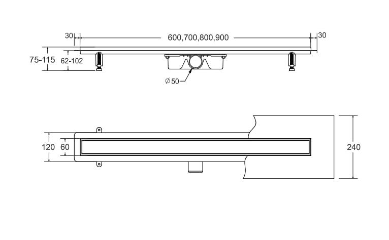 VIRGO SLIM 60 chrome linear drain Besco drainage
