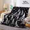 Snow Pine Black Ditsy Flannel Blanket Warm Soft Halloween Christmas Decorative Couch Warm Cozy All-Season Gift