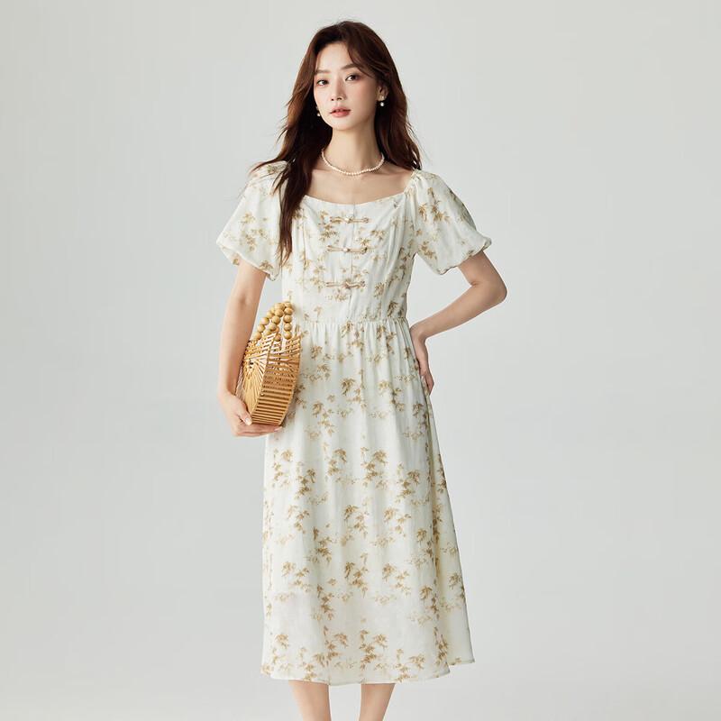 INMAN New Chinese Style Printed A-Line Dress XL