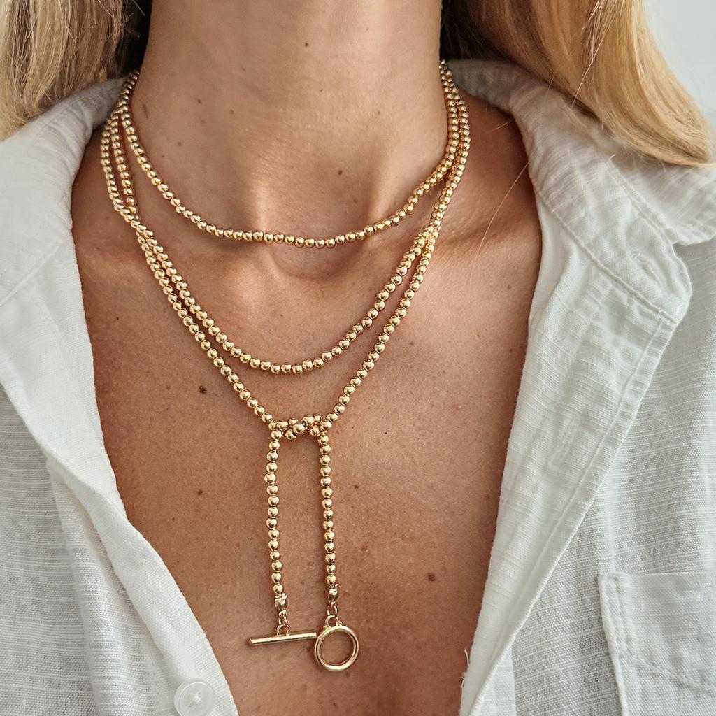 Light Luxury Shiny Cbb Imitation Pearl Beaded Long Necklace, Personalized Metal Disc Fringed Necklace For Women