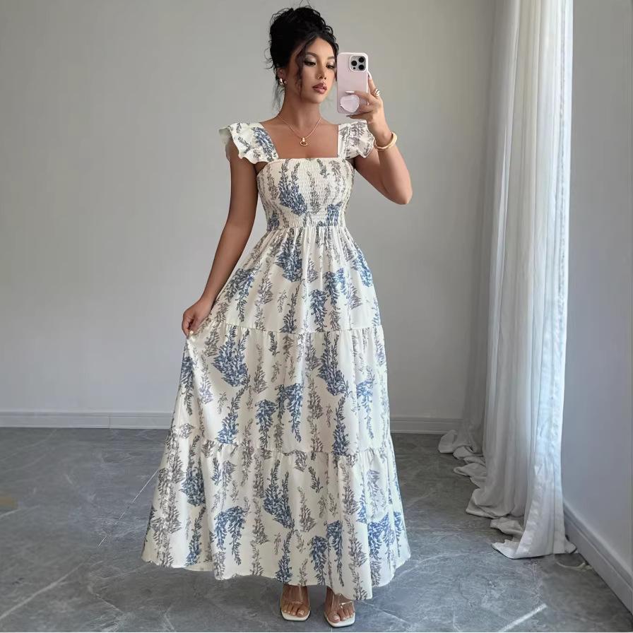 2026 European and American women s clothing explosive new fashionable and elegant dress backless floral dress S