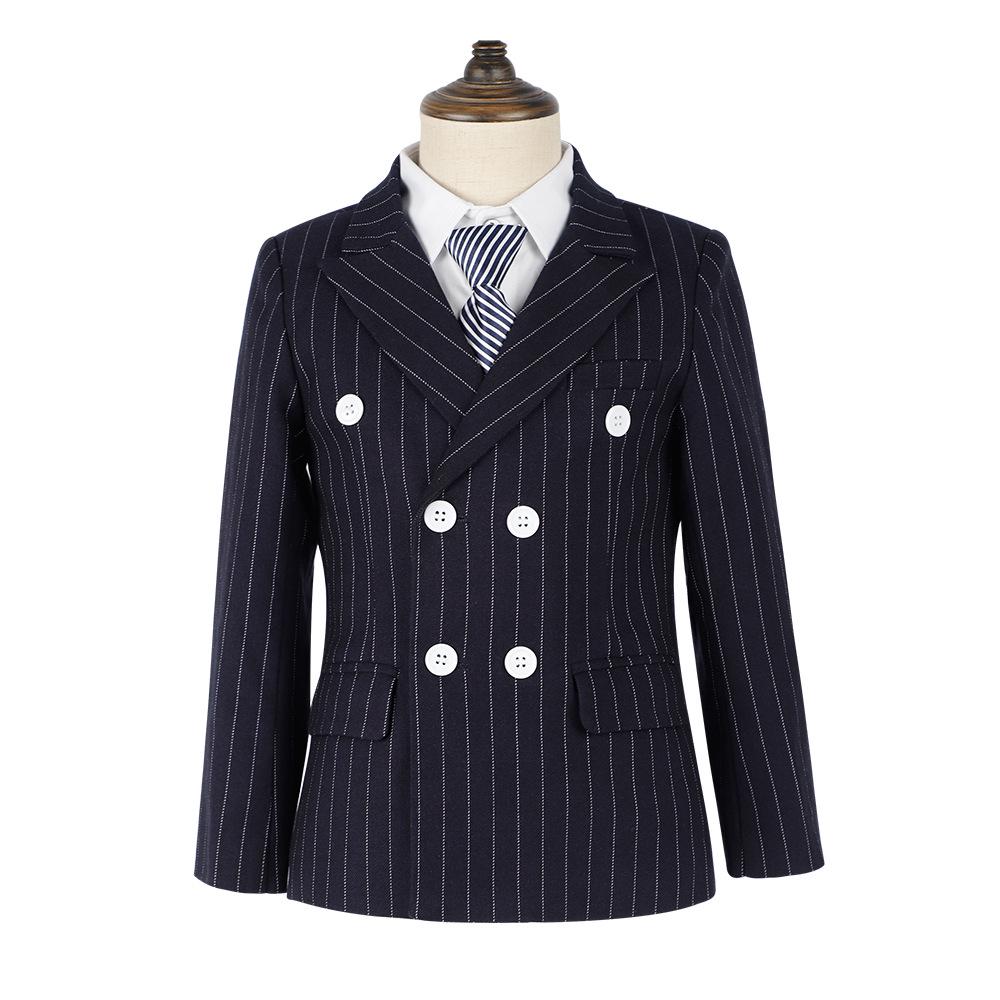 2022 Autumn/Winter Boys' Striped Blazer Suit Set - Formal Wear for Flower Boys and Hosts