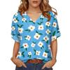 Top de Verano Casual Versátil a la Moda para Mujer con Estampado Floral Delgado de Manga Corta