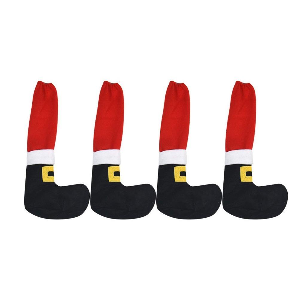 4pcs Universal Christmas Chair Foot Cover Elastic Band Design Furniture Feet Sleeve  Household