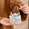 Portable Gongfu Tea Set with Kiln Handle: Travel Tea Brewer, 1 Pot, 3 Cups