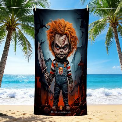 1Pc Horror Doll Knife Beach Towel Quick Dry Multiuse For Beach Pool Gym Yoga Home Travel Christmas Halloween Xmas Gift L114