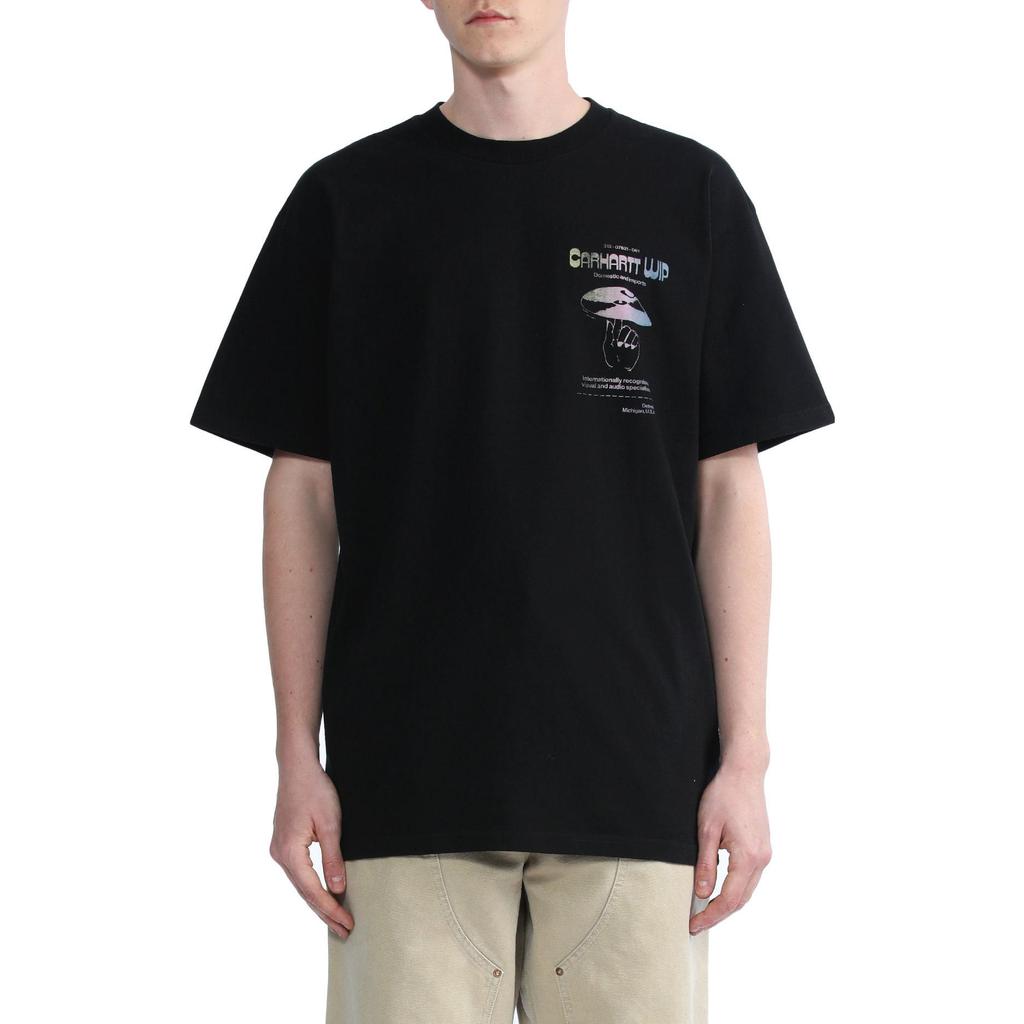Carhartt WIP T-Shirts Men's Black Crew Neck Moderate Straight Fit CHXTEI030183I-BKX