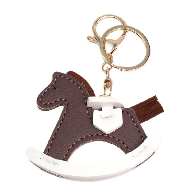 Fashion Key Rings Key Decorations Horse Shape Key Accessory Bag Ornament PU Leather Texture Keychain Perfect for Gifting