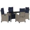 Garden Dining Set with Cushions 5 Pcs Grey Poly Rattan