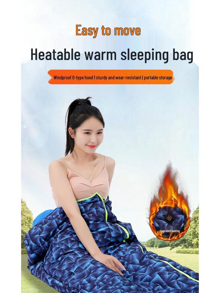Electric Heated Envelope-Style Adult Sleeping Bag - Constant Temperature, Dirt-Proof, for Outdoor Camping & Office.