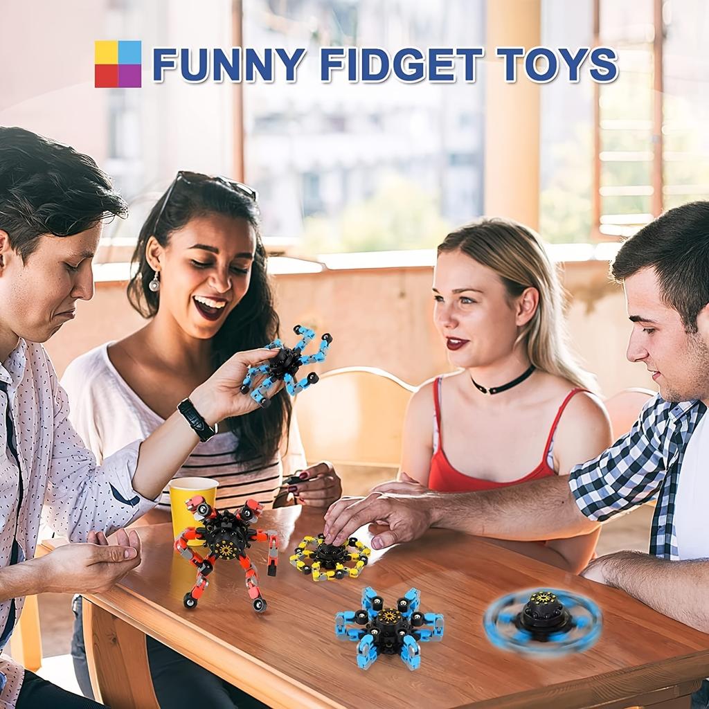 Transformable Fidget Spinner Mechanical Chain Stress Relief Toy for Kids and Adults