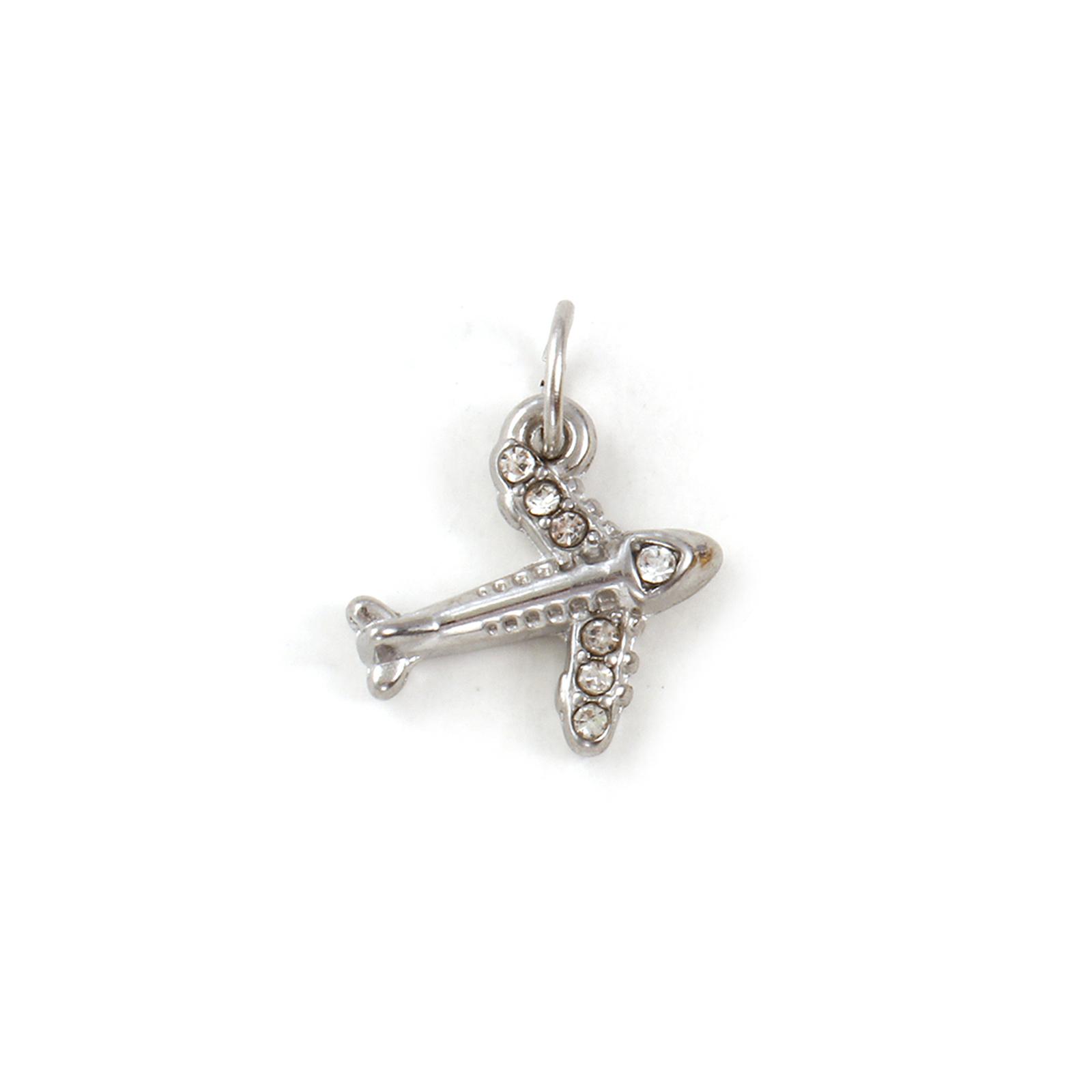 

1 Piece 304 Stainless Steel Travel Charms Multicolor Clear Rhinestone Airplane Pendants For Keychains Necklace Jewelry Making