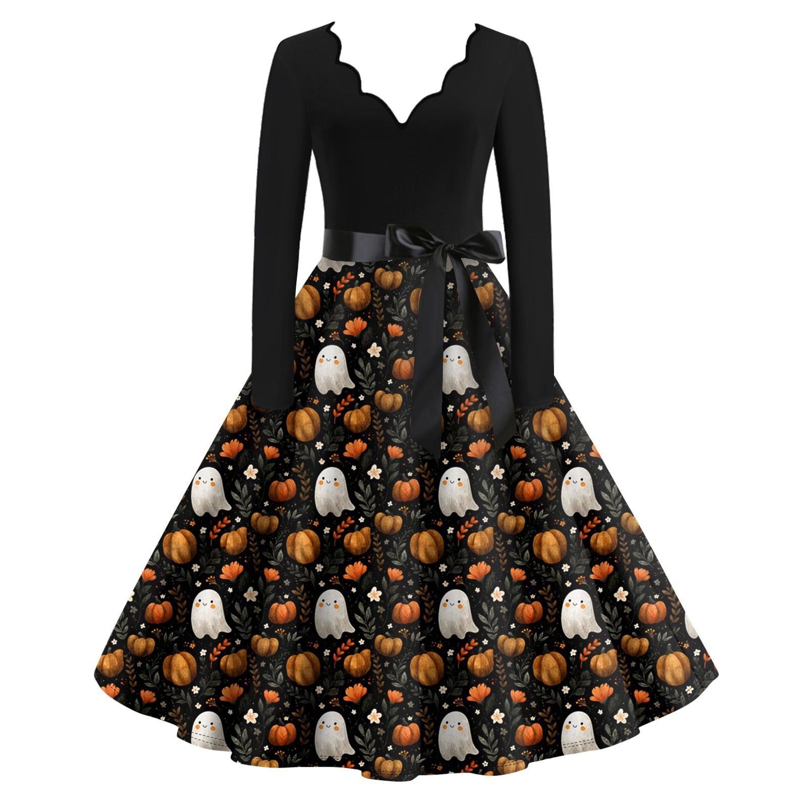 

Женские повседневные модные длинные платья с графическим принтом на Хэллоуин XL жёлтый