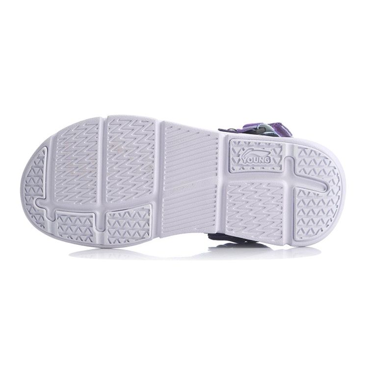 Li Ning Lightweight Comfortable One-Strap Two-Way Flat Sports Sandals Kids Sandals Black Purple YKUQ016-9