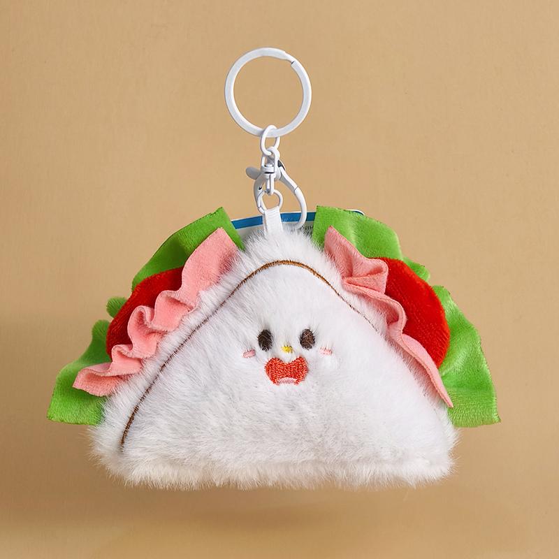 Mini Snack Burger Pendant Plush Toy Doll Sushi French Fries Bread Food Key Holder Horn Bag Pendant Keychain