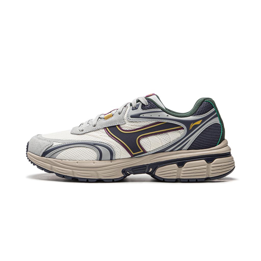 Li Ning Pentium P1000 Cushioning Slip Resistant Abrasion Resistant Rebound Low top Running Shoes Men's White Gray Blue AGCU411-3