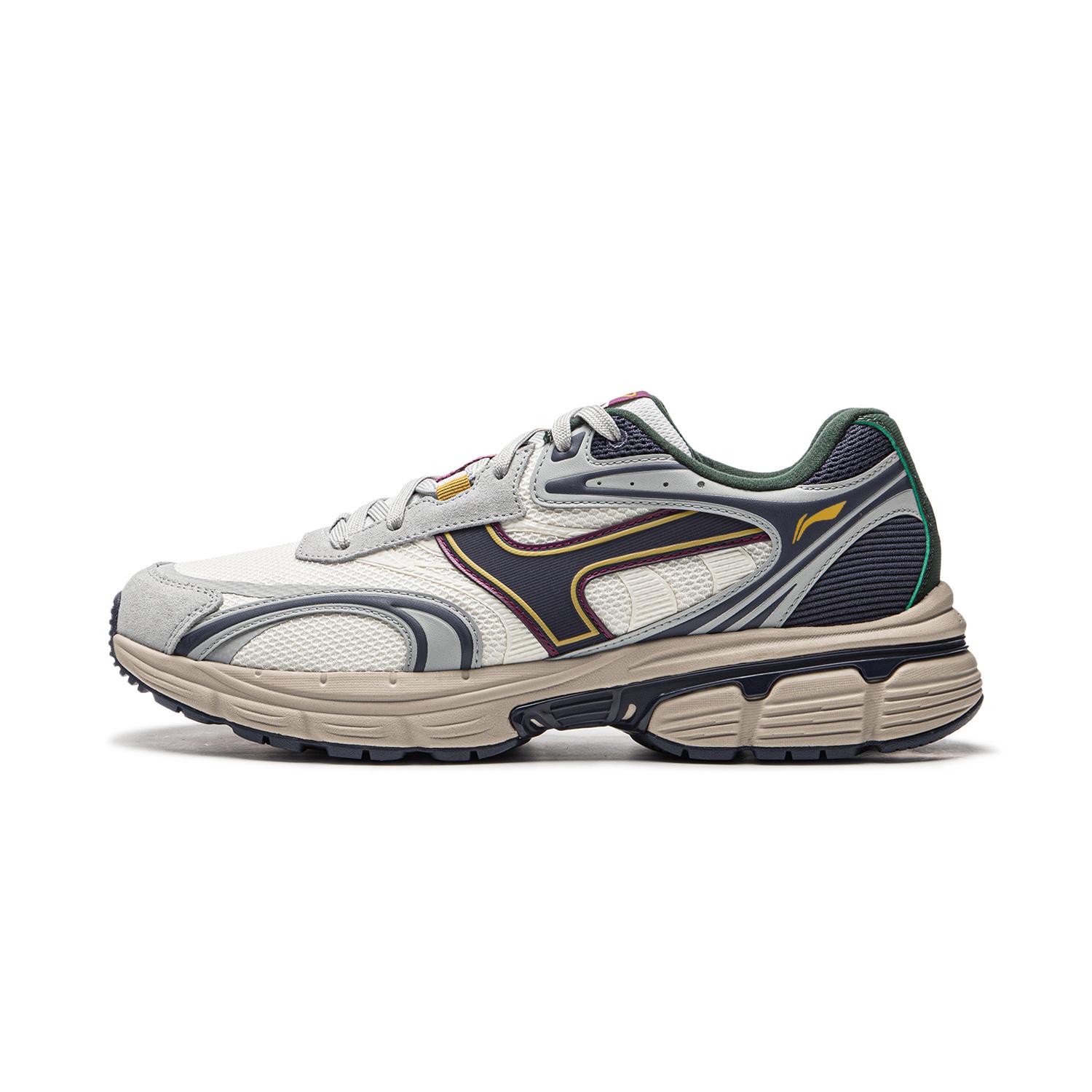 

новые LiNing Pentium P1000 Амортизация Отскок Износостойкие Нескользящие Низкие Кроссовки для Бега Мужские Белые Серые Синие 42