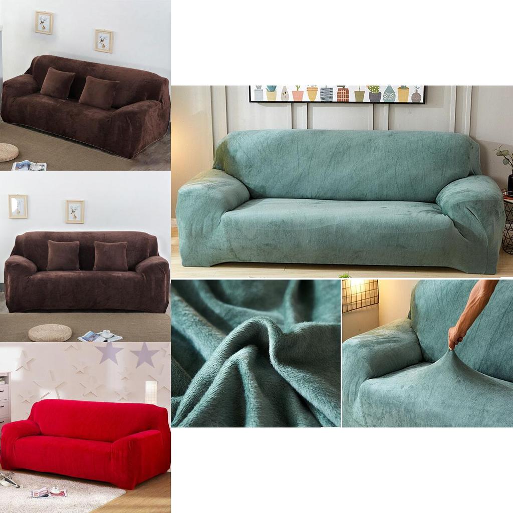 Wrinkle Resistant Easy Fit Sofa Slipcover Thick Plush Velvet Protector For All Sizes