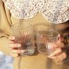 2pcs Sets Coffee Cups Glass Cup Drink Luxury Glass Set Stripe Stackable Coffee Mug Juice Milk Drinking Glasses Set Cup Drinkware