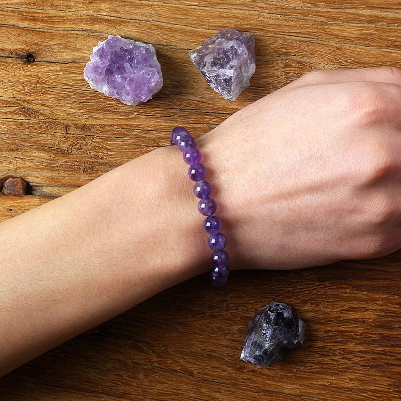 Geniune Amethyst Natural Crystal Bracelet for Women Pulsera Amethust Bracelet Made of Real Natural Stone Beads Body-Purifying