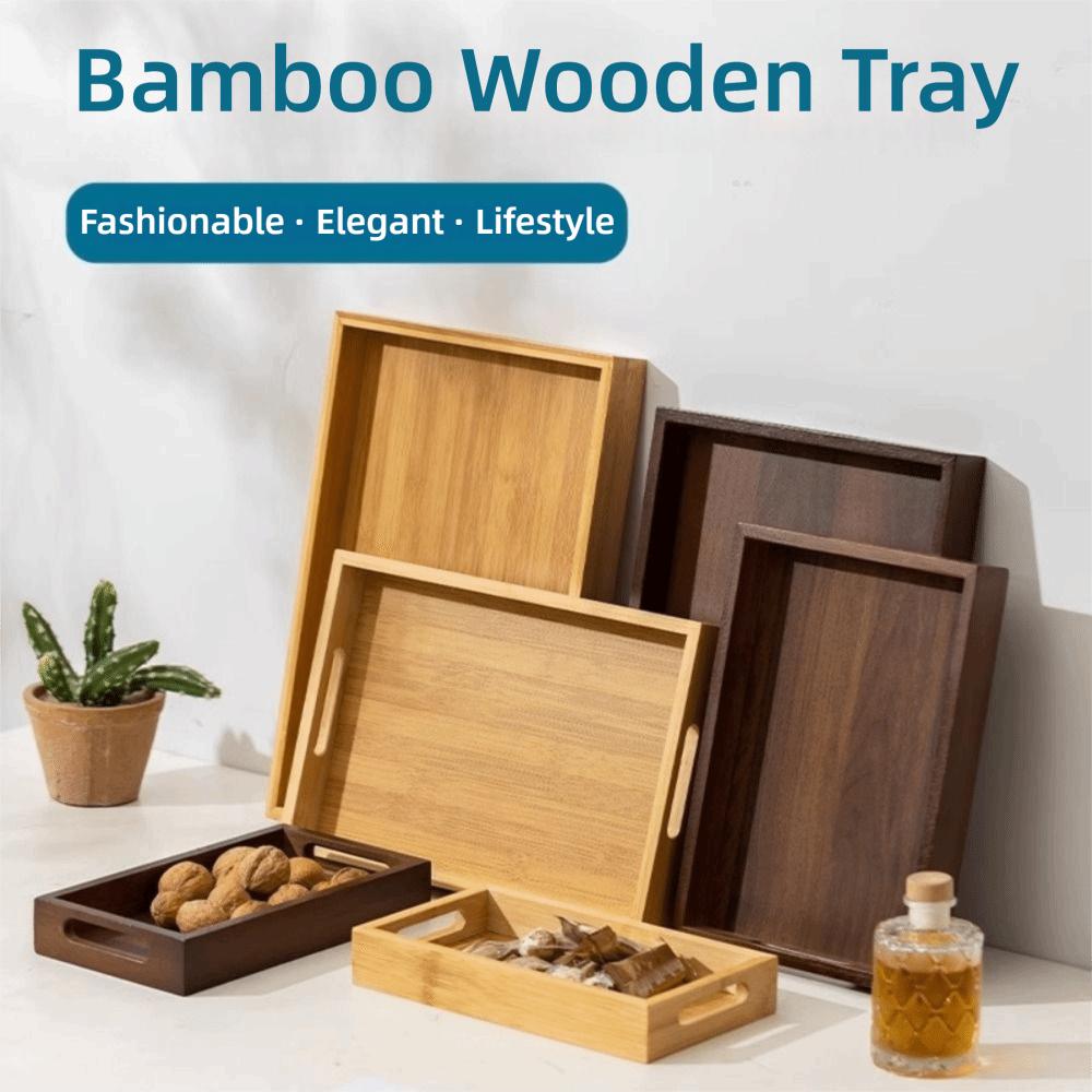 Walnut Color Food Storage Trays With Handle Dessert Pallet Decorate Tray Display Plate Bathroom