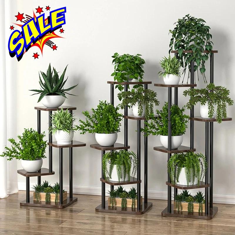 Pflanzenständer und Blumenständer Holzregal 5/6/8 Ebenen Ausstellungsständer Aufbewahrungsregal Topfständer Organizer Regale Gartendekoration