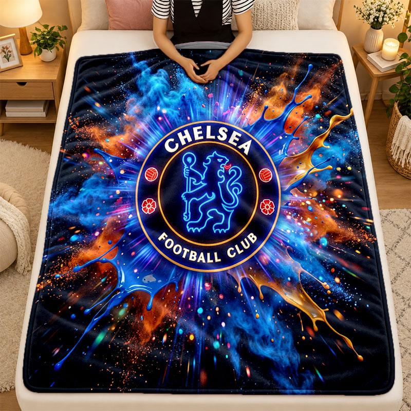 Flannel BlanketChelsea FC Warm Soft Throw Blanket for Indoor Sofa Bed Living Room Use