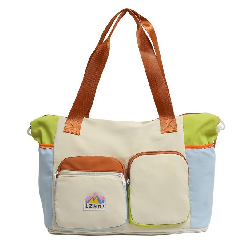 Contrasting travel bags can be expanded, lightweight sports bags, high-value large-capacity fitness bags, travel duffel bags, women