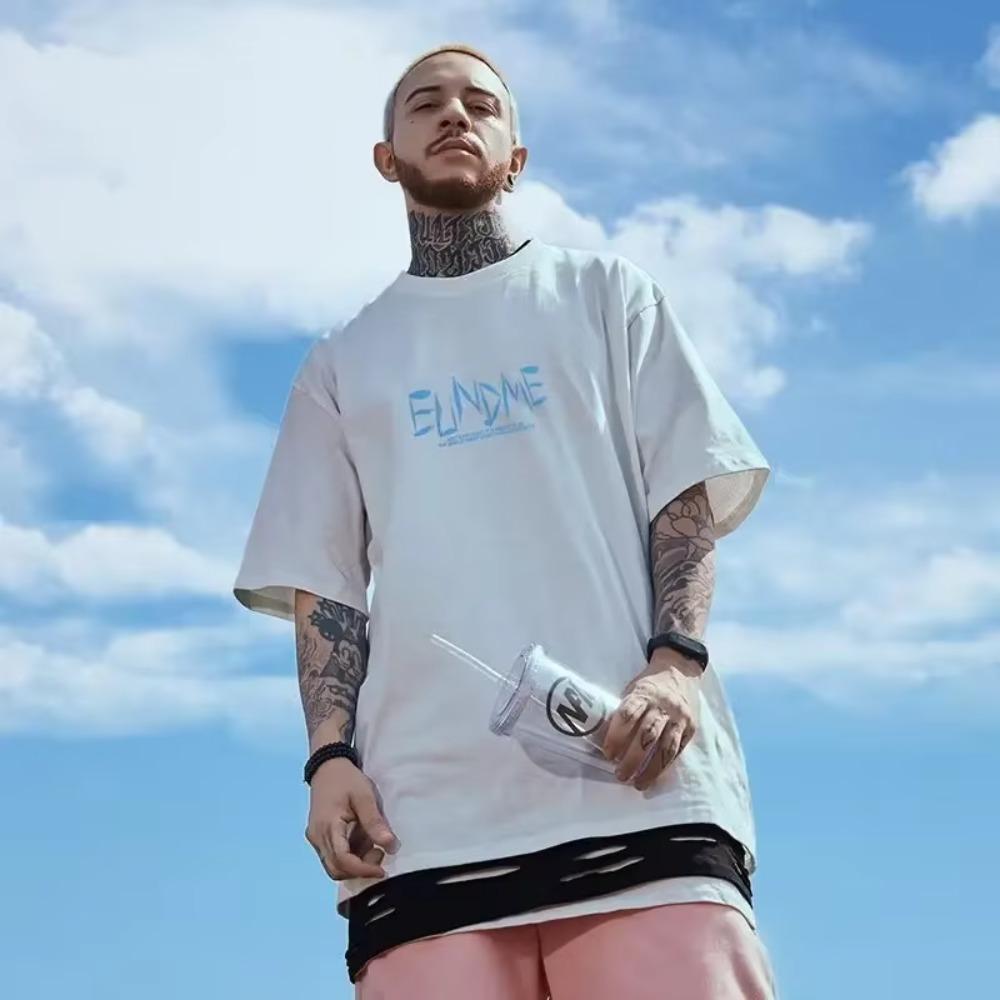 Summer New Casual Loose T-shirt Short Sleeved Men's Fashion Loose Printing Large 8XL Hip Hop Couple Wear Half Sleeve Cotton Top