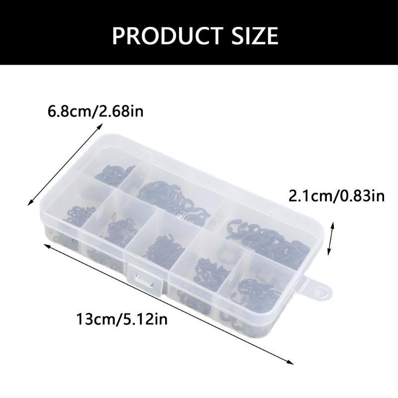 Pack of 225 High Strength Manganeses Steel E Types Circlips for Mechanical Equipment Support and Fixation In Box