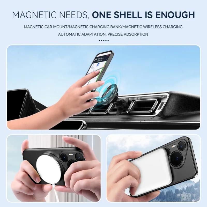 For Huawei Pura 80 Pro Plus 80 Ultra Metallic Paint Magnetic Bracket Case For Pura 70 Pro+ Wireless Charging Holder Hard Cover