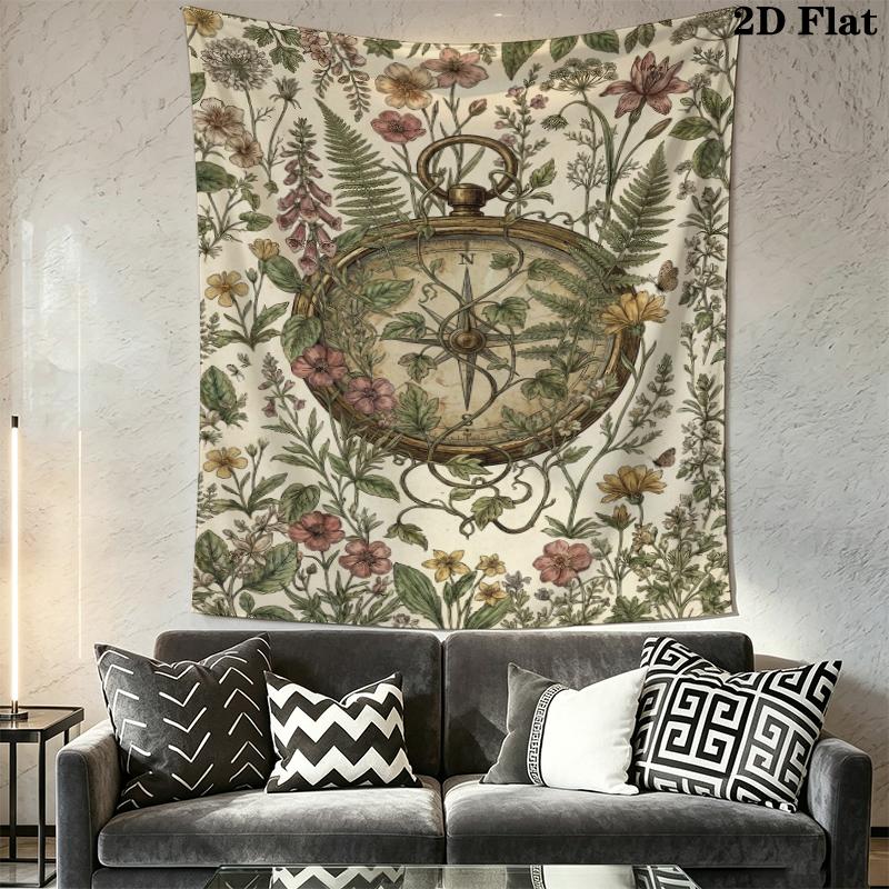 Compass Wall Tapestry Aesthetic Wall Hanging Printed Fabric Blanket Decorative Tapestries for Bedroom Living Room Home Decor