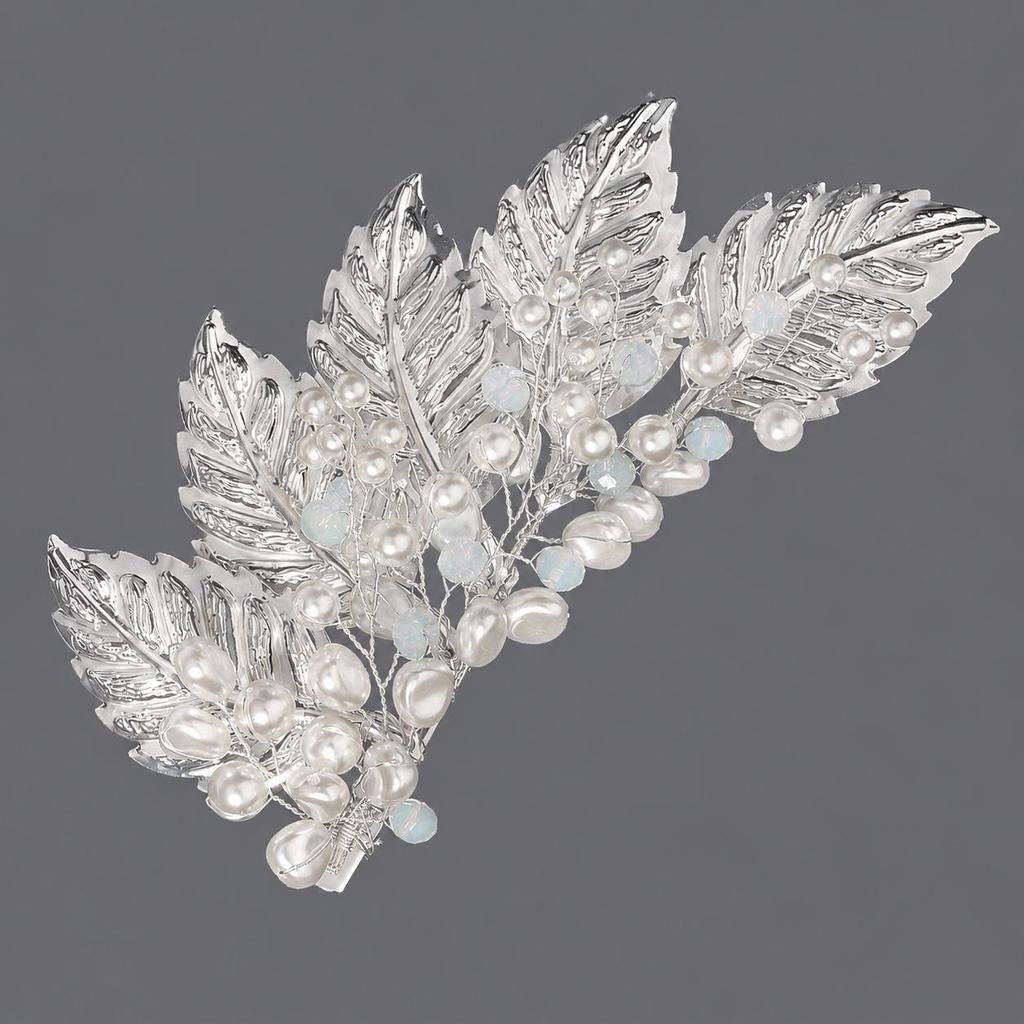 Handmade Flower Hair Clip with Alloy, Pearl and Drip Oil - Bridal Wedding Headwear Accessory
