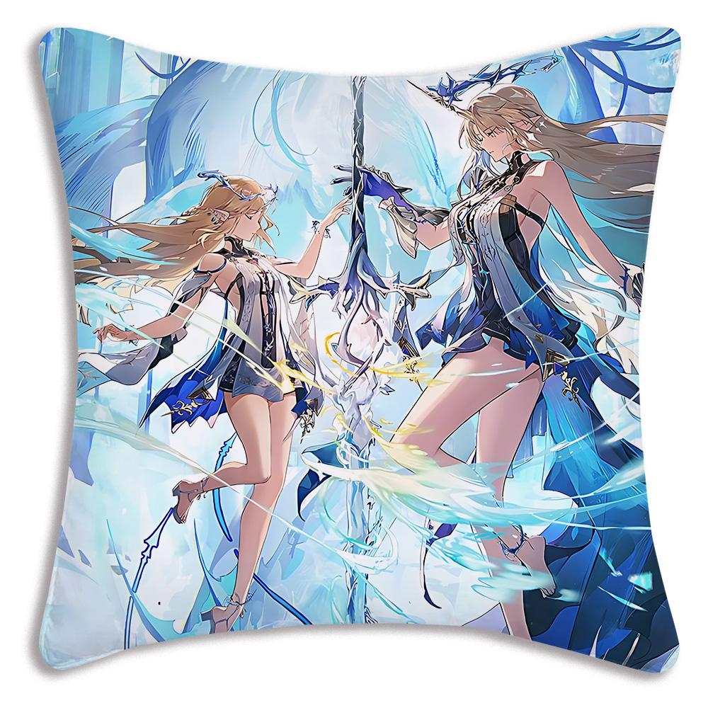Game Wutherings W-Waves Pillow Covers Cartoon Sofa Decorative Home Double-sided Printing Short Plush Cute Cushion Cover