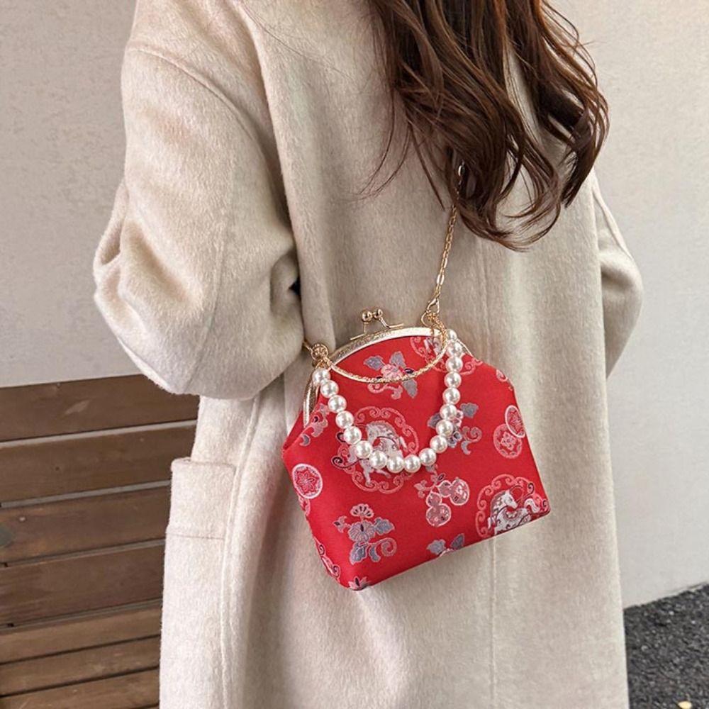 Pearl Embroidery Banquet Bag Cheongsam Accessories Hanfu Clutch Bag Chinese Style Handbag  Party